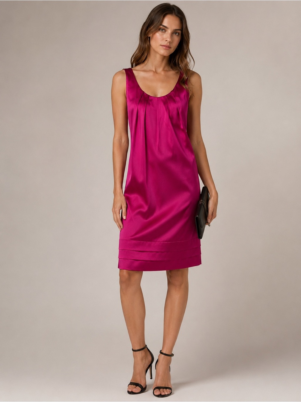 Ann Taylor 100% Silk Fuchsia Cocktail Dress NWT Sz 2 Barbie Cocktail Minimalist